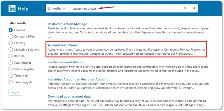 向 LinkedIn 提交支援請求